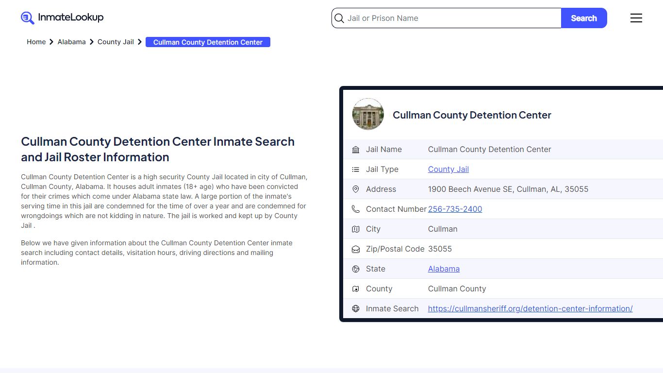Cullman County Detention Center Inmate Search - Cullman Alabama ...